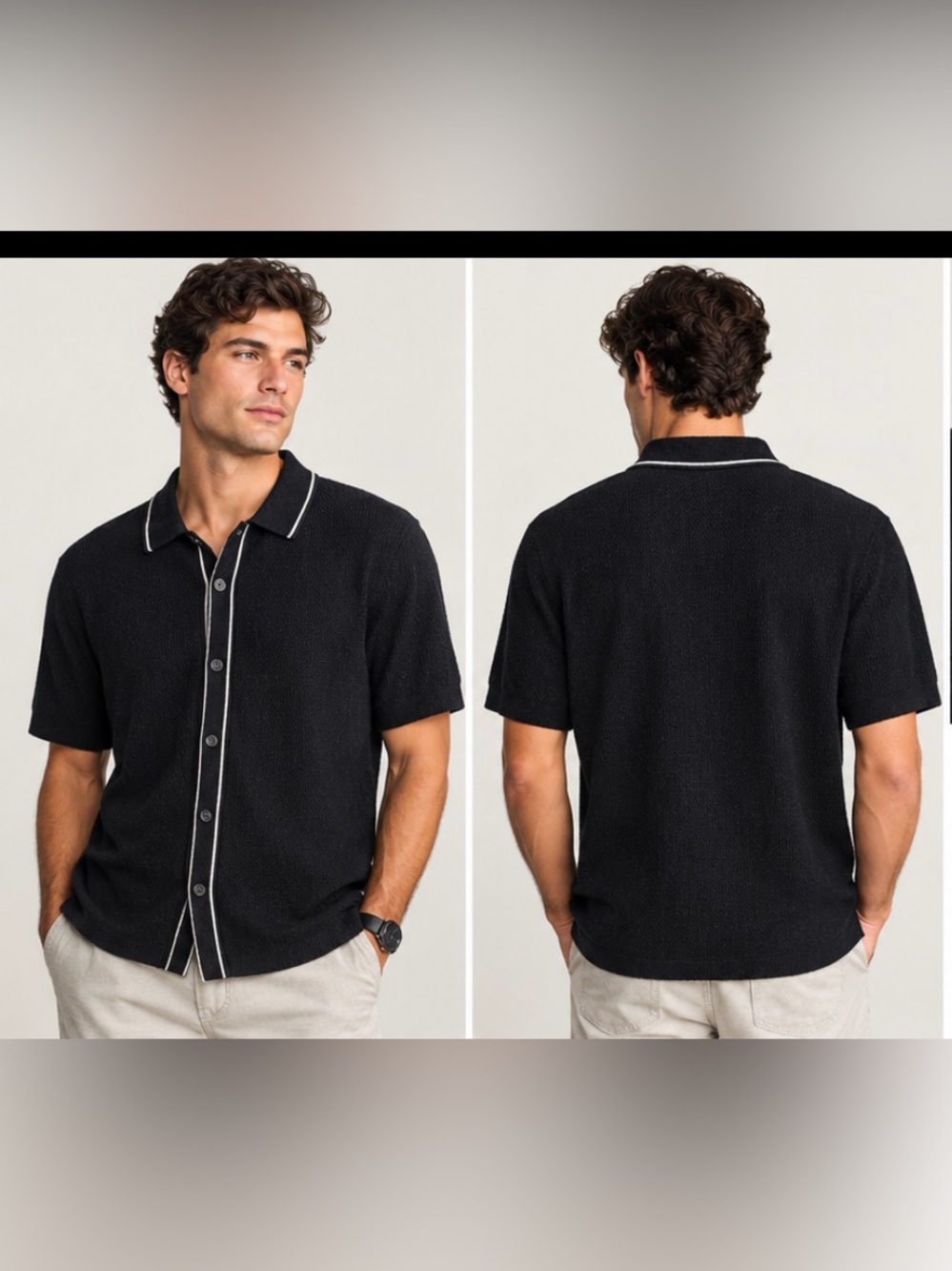 Abercrombie& Fitch Men's Textured Knit Button-Up Polo Shirt Size XSmall